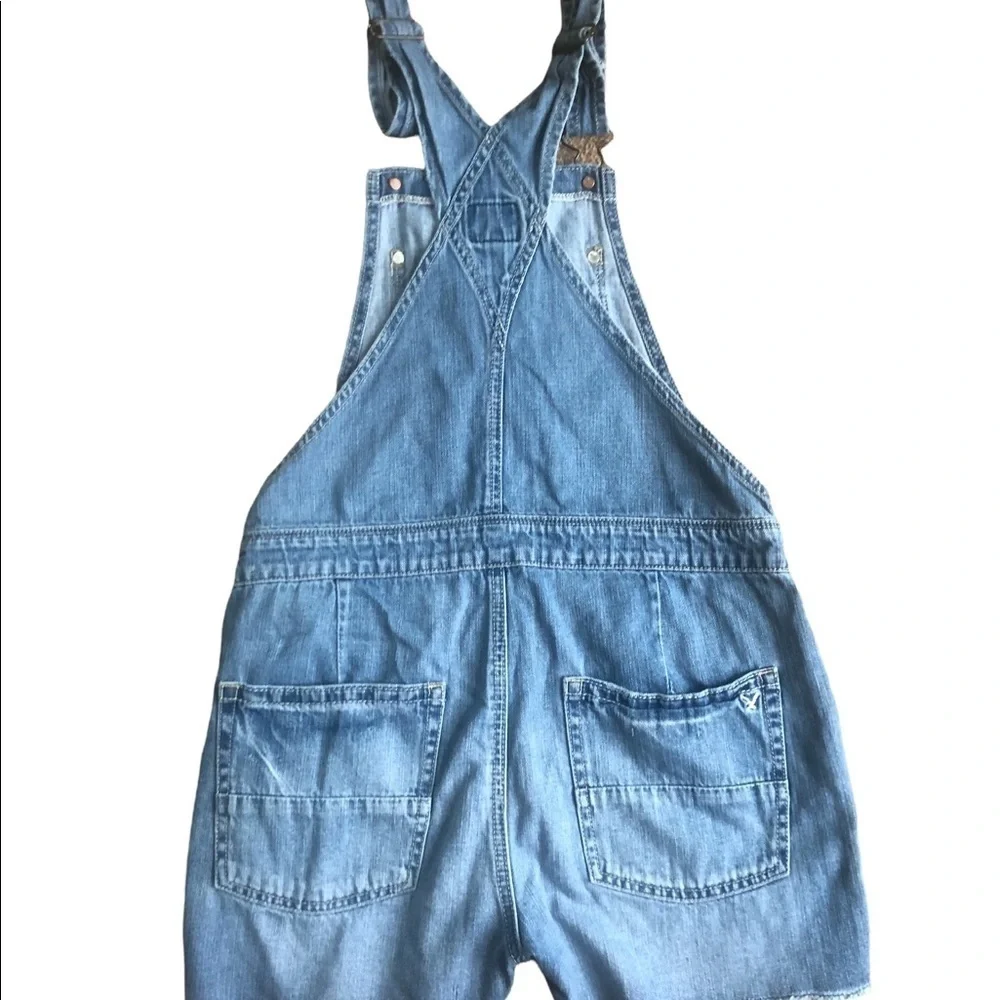 VTG Y2K American Eagle AEO Soft Shortalls Overalls Sz. XS Garden Girl  Fringe